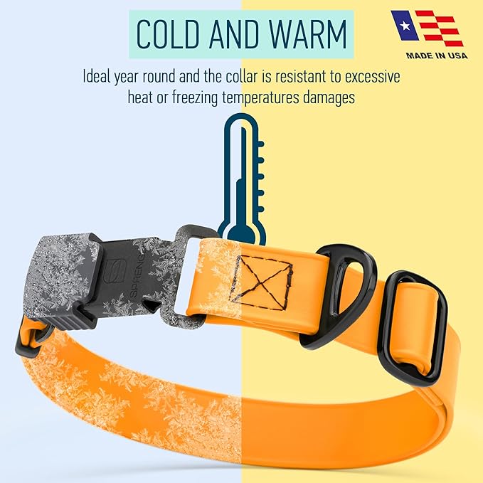 Dogline Biothane Waterproof Dog Collar with Herm Sprenger Stainless Steel Quick Release Buckle – Heavy Duty Tactical Durable Collar for Dogs – Comfortable and Safe Pet Collar, W 1" L 15-25", Tangerine