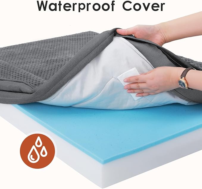 Orthopedic Dog Bed Medium Size Dog, 3 Inch Memory Foam Pet Bed for Small and Medium Dogs, Washable Removable Cover, Nonskid Bottom, Waterproof, 35x23 Inches, M Dark Grey