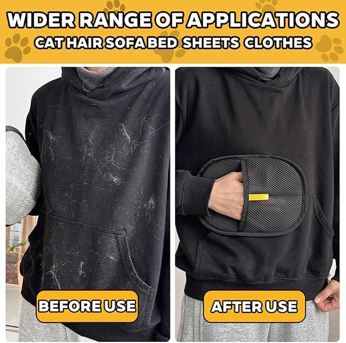 Pet Hair Removal Gloves Brush, Reusable Cat Dog Electrostatic Hair Remover Grooming Glove Tool (1 Pack Black)