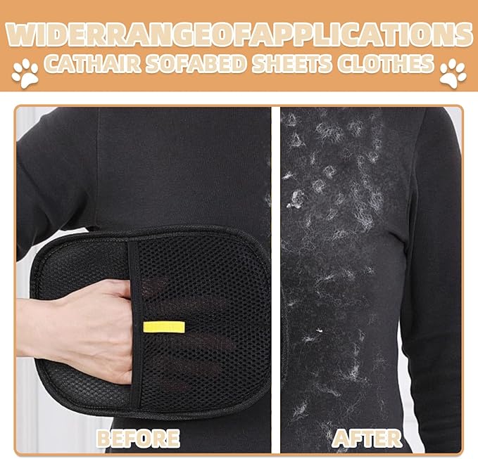 Pet Hair Remover Gloves for Cats & Dogs, Electrostatic Pet Hair Removal Gloves Brush for Pets Hair, Pet Hair Clean Up，Pet Hair Remover for Furniture