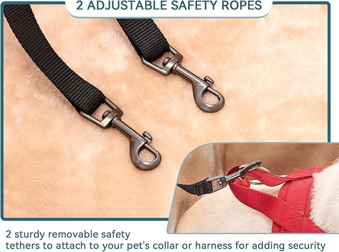 Petsfit Dog Booster Car Seat for Medium Dog or 2 Small Dogs with Patent Buckles, Washable Pad, Upgraded Pet Car Seat for Dogs Up to 45 lbs (Medium, Tan)