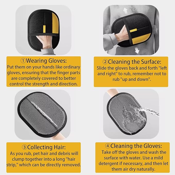 The Magic Brush Pet Hair Remover, Acssart Pet Hair Removal Glove, Electrostatic Pet Grooming Gloves, Efficient Reusable Cat & Dog Hair Remover for Couch, Furniture, Carpet, Curtain (1PCS)