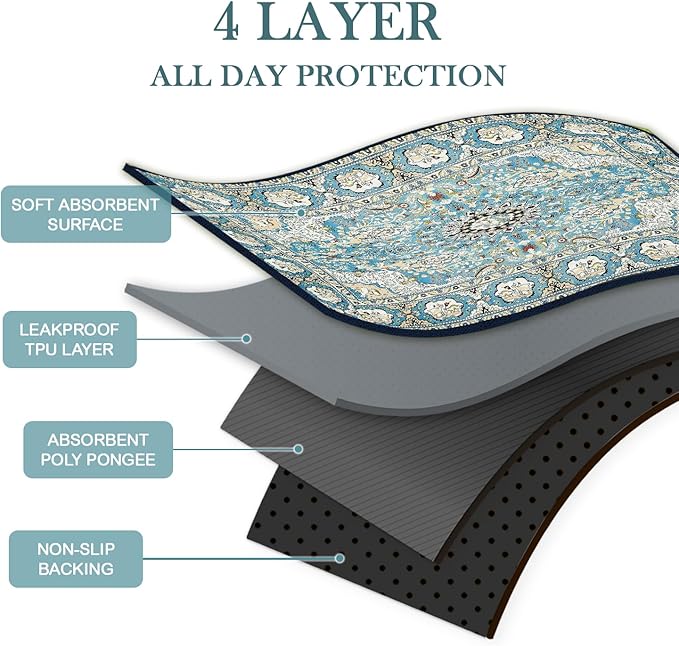 Qeils Washable Pee Pads for Dogs, 4 Pack Reusable Puppy Pads 30"x34" Super Absorbent Leakproof Dog Training Pads, Non-Slip Potty Pads for Crate, Floor, Couch, Whelping Pads Litter Mat Puppy Supplies