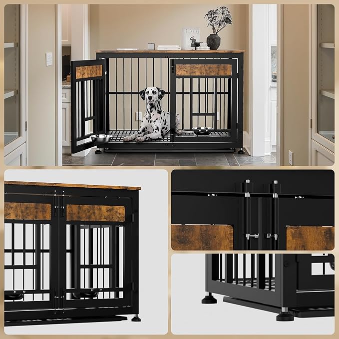 Heavy Duty Dog Crate Furniture for Large Dogs, Decorative Pet House End Table, 42inch Large Wooden Cage Kennel Furniture Indoor for Medium Dog