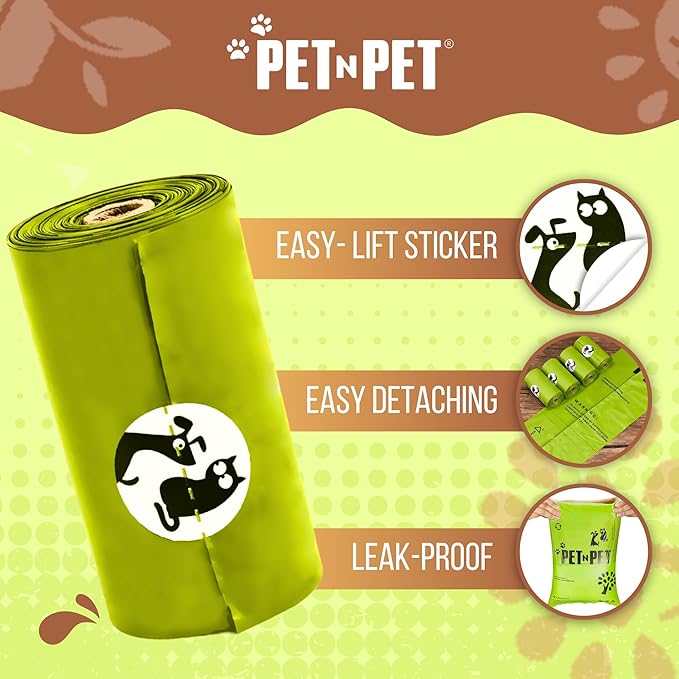 Pet N Pet Poop Bags For Dogs, 240 Counts Plant Based Dog Poop Bags Rolls, Thick Doggie Poo Bag, 100% Leak-proof, Easy to Use Pet Waste Bag