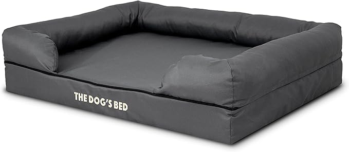 The Dog’s Bed Large Grey with Black Trim 36x27, Waterproof, Veterinary Grade Memory Foam, Pain Relief: Arthritis, Hip & Elbow Dysplasia, Post Surgery, Supportive, Washable Cover, Veterinary-Approved