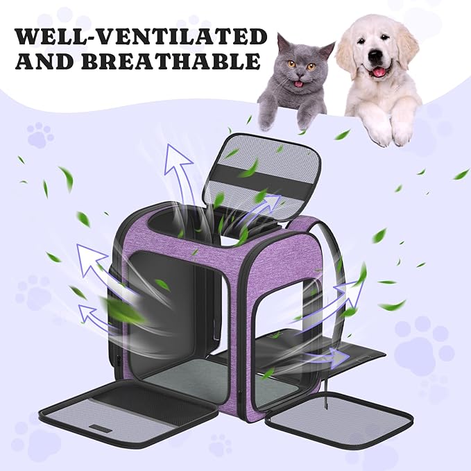 Pawtners Dog Carrier Backpacks Large Cat Backpack with Anti-Scratch Mesh, Foldable Designed Pet Backpack Carrier for Kitten Small Dogs & Large Cats Up to 18 Lbs, Dog Carrier for Travel Outdoor