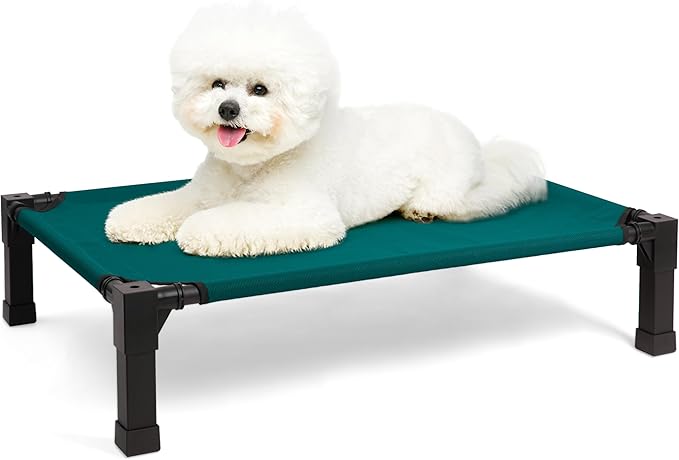 Heeyoo Elevated Dog Bed, Cooling Raised Pet Cot with Chew Proof Washable Breathable Mesh and Metal Frame, Portable Dog Cot Bed with No-Slip Feet for Outdoor or Indoor Use