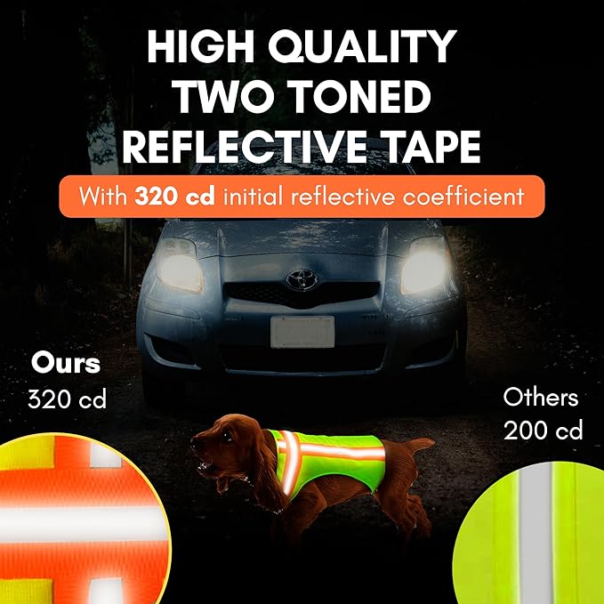 Reflective Dog Vest: Hi-Visibility Safety Gear for Outdoors. Safeguard Your Dog with Easy to wear Adjustable Reflective Vest Jacket (Medium)