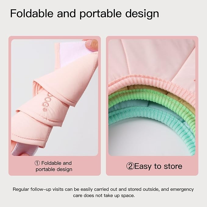 Touchdog Foldable Dog Cone Collar for Cats & Dogs - Adjustable Soft Recovery Collar with Waterproof PU Coating, Lightweight Design, 24.5cm/9.6in Wide Barrier (Pink, S)