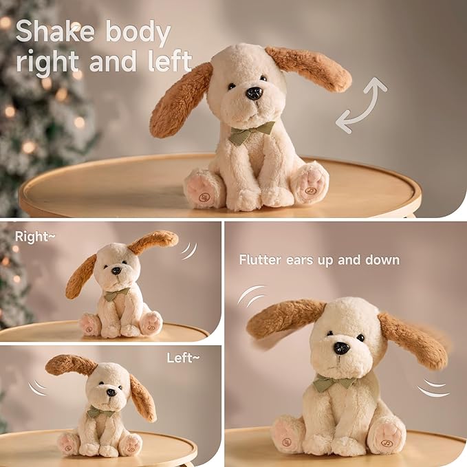 TUMAMA Baby Animated Plush Dog, Interactive Singing Talking Puppy Dog Stuffed Animal Toys, 10”