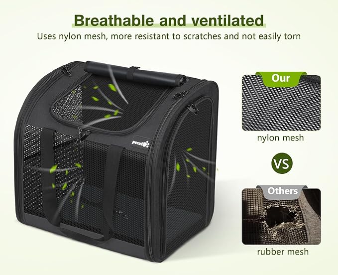 Pecute Cat Backpack with Widened Interior Space, Upgraded Dog Backpack Carrier with Various Ways to Carry, Pet Backpack with Breathable Mesh, Pet Travel Carrier with Soft Padded,Dark Grey