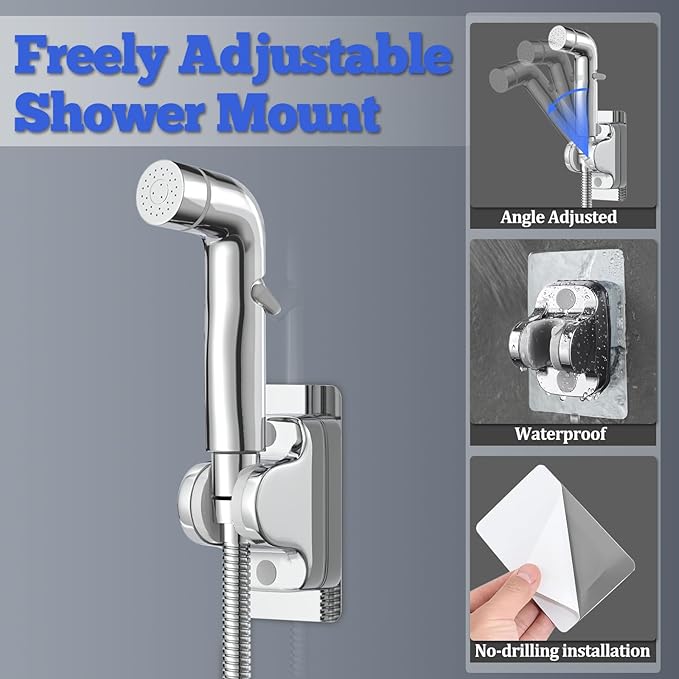 Dog Shower Attachment Metal, YDmeet Pet Washing Hose Attachment for Fast & Clean Bathing, Brass 3 Way Diverter, Adjustable Sprayer wtih Turn Off, 8 ft Hose and Holder, Chrome