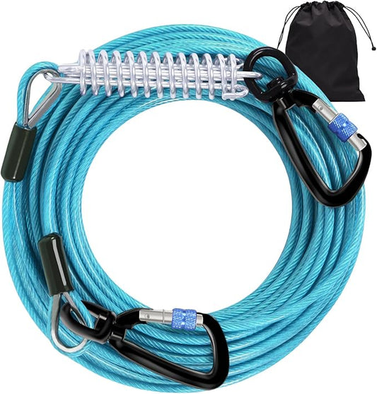 Snagle Paw 10FT Tie Out Cable for Dogs-1000LBS Break Strength,Heavy Duty Dog Leads for Yard with Shock Absorbing Spring & Swivel Hook,Dog Leash Cable for Outside,Dog Line Tether for Small Large Dogs