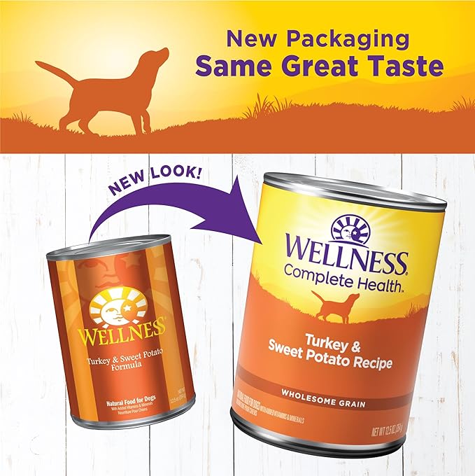 Wellness Complete Health Natural Wet Canned Dog Food Turkey & Sweet Potato, 12.5-Ounce Can (Pack of 12)