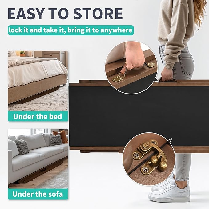 Dog Ramp, 5 Level Adjustable Wooden Folding Pet Ramp for Middle Bed, Couch,SUV-High Traction, Portable Paw Ramps for Small & Large Old Dogs & Cats - Furniture Quality