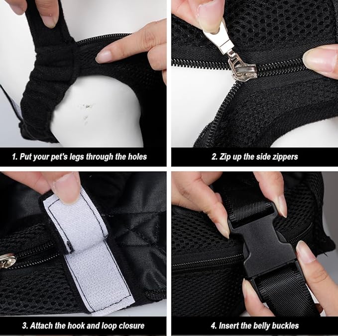 FEimaX Dog Carrier Backpack Pet Legs Out Front Cat Travel Bag, Adjustable Puppy Backpacks Carriers Hands-Free for Small Medium Dogs Cats Hiking Traveling Camping Daily Walking (X-Large, Black)