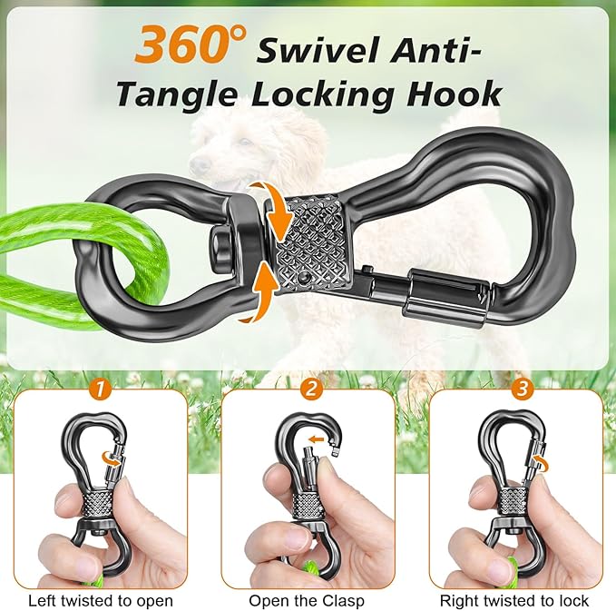 Tresbro 40 FT Dog Tie Out Cable with Spring, Shock Absorbing Tether Chains for Outside Aavilable in 10/15/20/25/30/40/50/70/100/120 FT, Heavy Duty Leads for Yard for Medium & Large Dogs Up to 500 LBS
