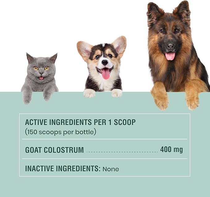 Special Breed Goat Colostrum for Dogs and Cats, Immune Support Supplement for Allergy and Itch Relief, Grass Fed Colostrum Powder (60 Grams)