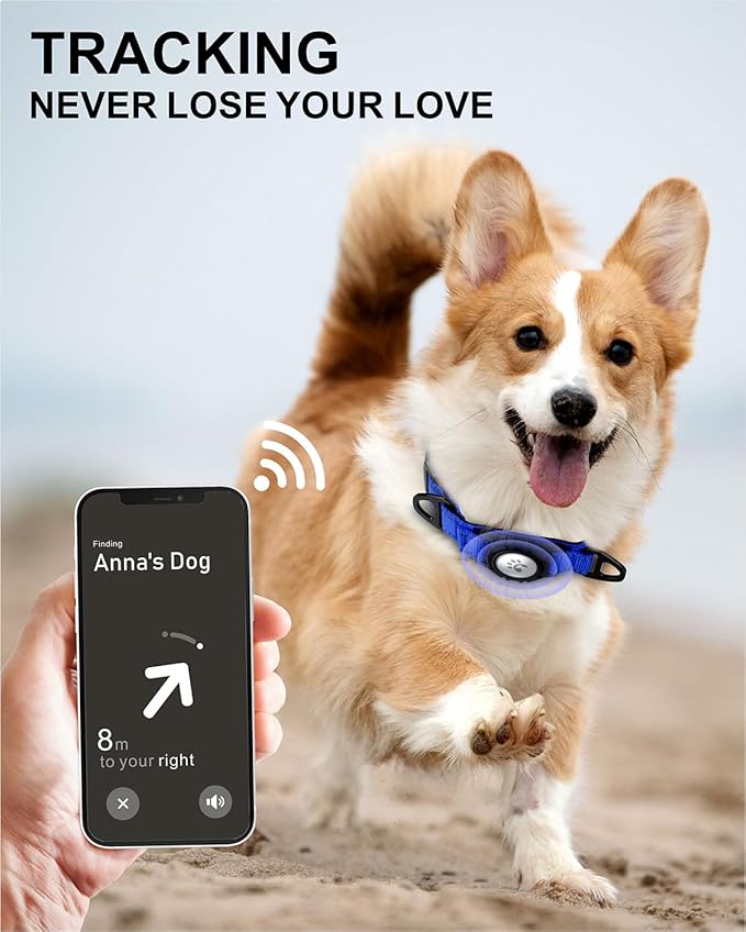 TagME Airtag Dog Collar,Waterproof Reflective Pet Collar with Airtag Holder,Soft Padded and Double D-Rings for Small Dogs,Navy Blue