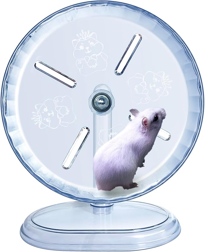Silent Hamster Wheel, Super-Silent Hamster Exercise Wheels Accessories, Quiet Running Wheels, Adjustable Stand for Hamsters Mice Or Other Small Animals (White, Ф 8.3 inch)