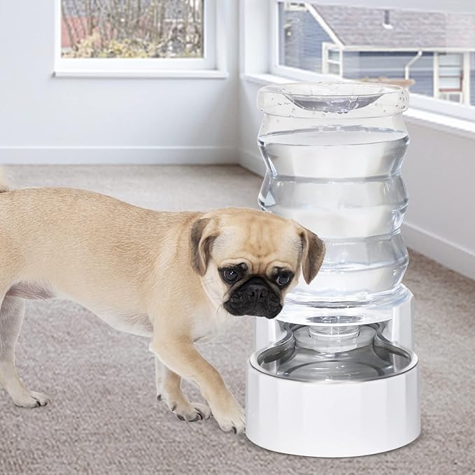 RIZZARI Automatic 7L Pet Waterer,Gravity Stainless Steel Water Dispenser, 100% BPA-Free, Large Capacity Water Feeder for Cats and Medium and Large-Sized Dogs (White,7L)