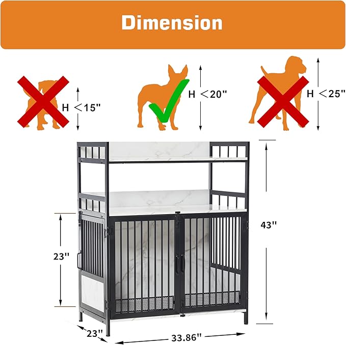 MCombo Furniture Style Dog Crate with Storage Shelves, Heavy Duty Wooden Dog Cage End Table, Triple Doors Pet House Indoor, 1368 (White)