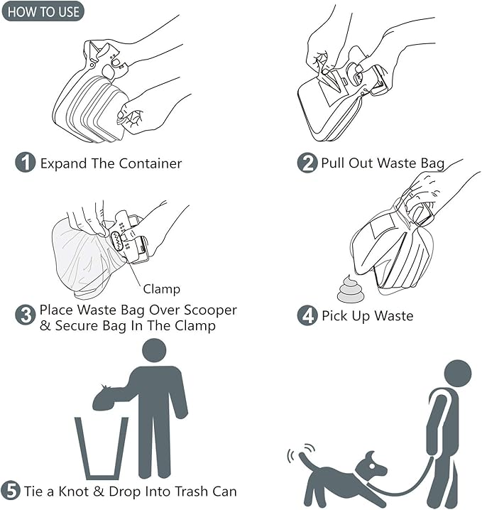 Pooper Scooper for Dog, Large Medium Small Poop Scoop with 30pcs Bag Attachment, Portable Dogs Waste Hands Free Outdoor Travel Walk Handheld Pickup