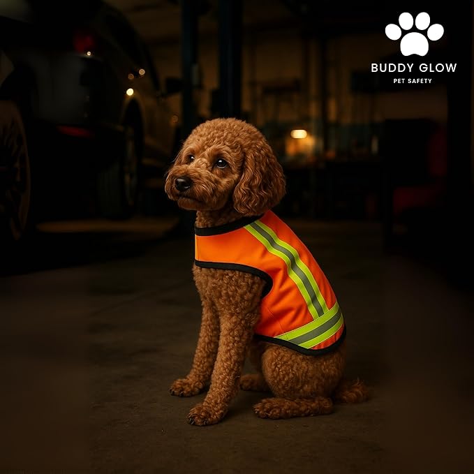 Reflective Dog Vest – Fluorescent Orange | High-Visibility, Water-Resistant Safety Jacket with Adjustable Fit for Day & Night Walks, Hiking, Hunting, and Outdoor Use (Small)