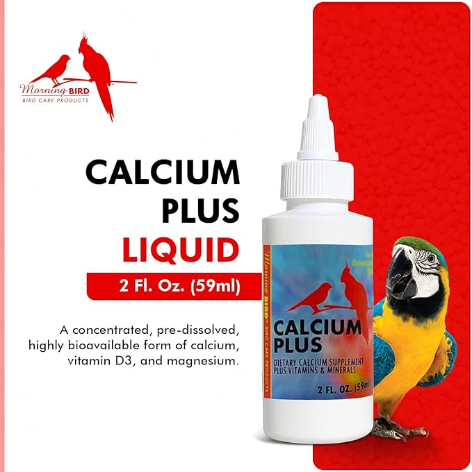 Morning Bird Calcium Plus Liquid Supplement for Birds - Liquid Calcium Formula with Magnesium and Vitamin D3 Calcium Supplement for All Birds – 2 Fl Oz