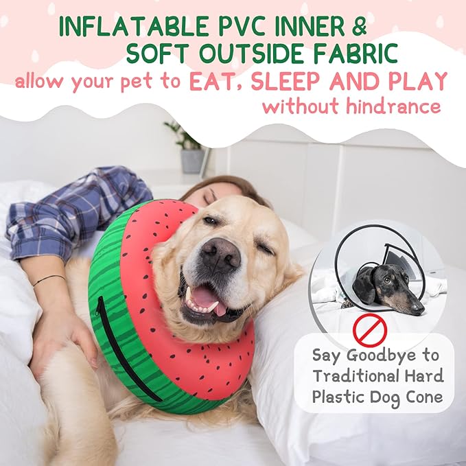Supet Inflatable Dog Cone Alternative, Soft Recovery Collar for Small, Medium, Large Dogs