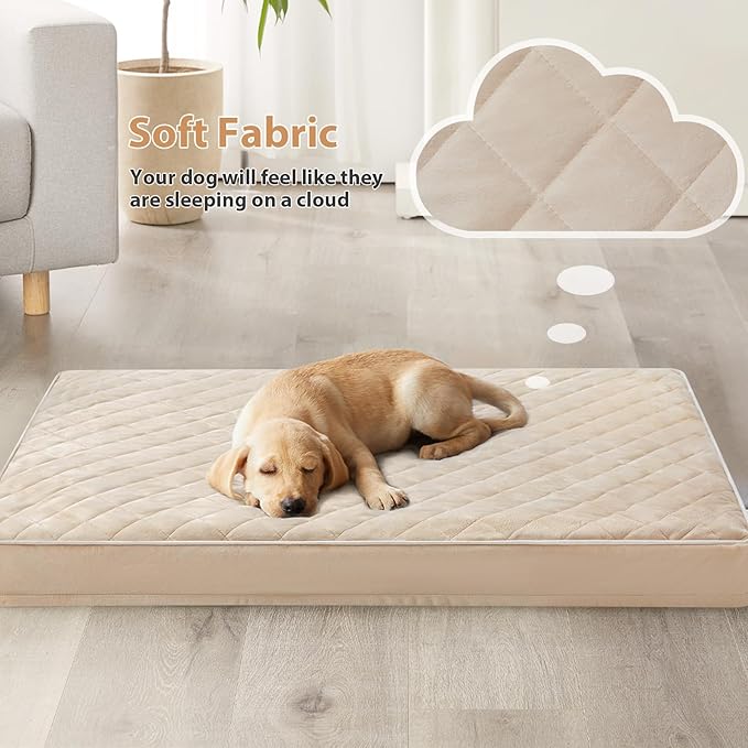 WNPETHOME Orthopedic XL Dog Bed for Crate, Waterproof Extra Large Dogs Bed with Removable Washable Cover, Multi-Needle Quilting Dogs Crate Bed