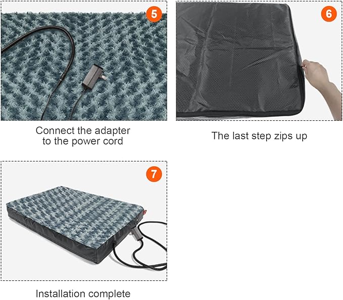 Heated Dog Bed with12V～24V Safe Voltage, Electric Heating Arthritis Orthopedic Dog Bed with Thickened Memory Foam, Heated Pet Bed with Waterproof Cover for Medium Dogs, Large Dogs (Large)