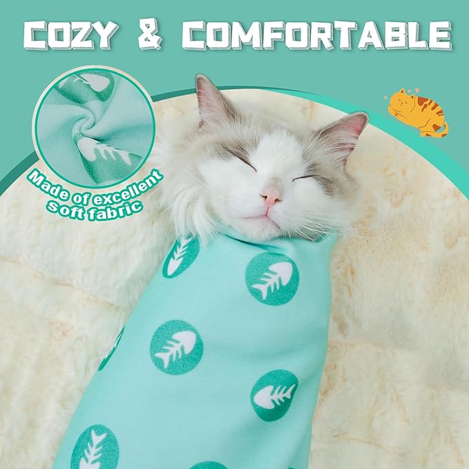 Supet Cat Wrap for Cutting Nails, 2025 Self-Adherent Cat Grooming Wrap, Anti-Escape Calming Cat Swaddle Wrap for Medicine, Nail Clipping, Teeth Brushing, Ear Cleaning