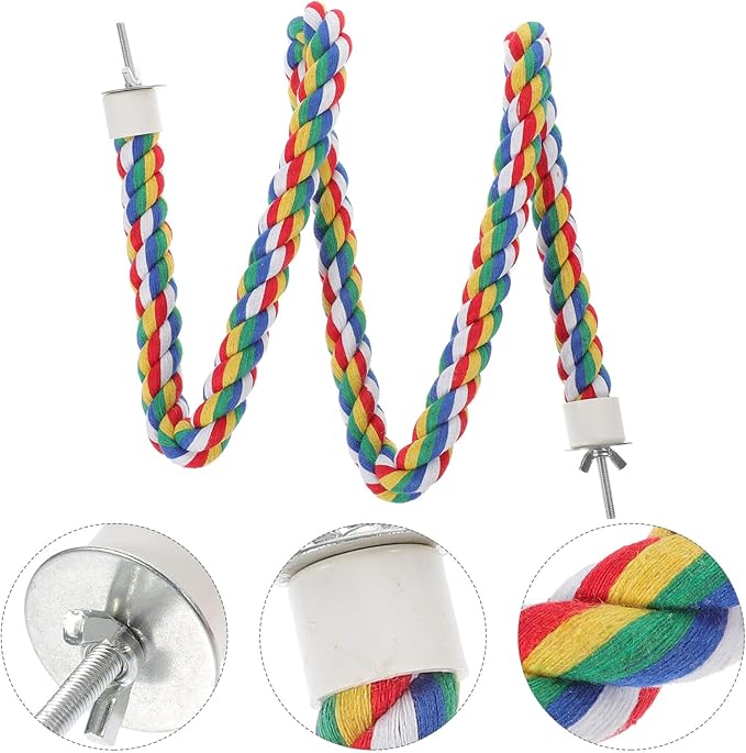 iplusmile Bird Rope Perches Toys for Parrots, Birdcage Spiral Swing Bungee Colorful Rope Toy for Parrots, Cockatiels, Parakeets, Budgie Cages Accessories (40inch)