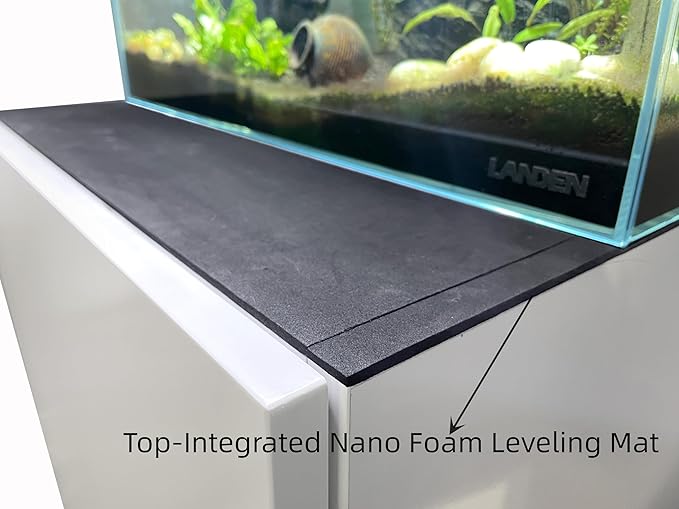 LANDEN Aquarium Wooden Stand and Cabinet for up to 16 Gal Tank, Fish Reptile Sea Salt WaterTank Stand, Nano Foam Leveling Mat Included, W23.6xD11.8xH31.5 in, Wooden Matte White Painted(Stand Only)