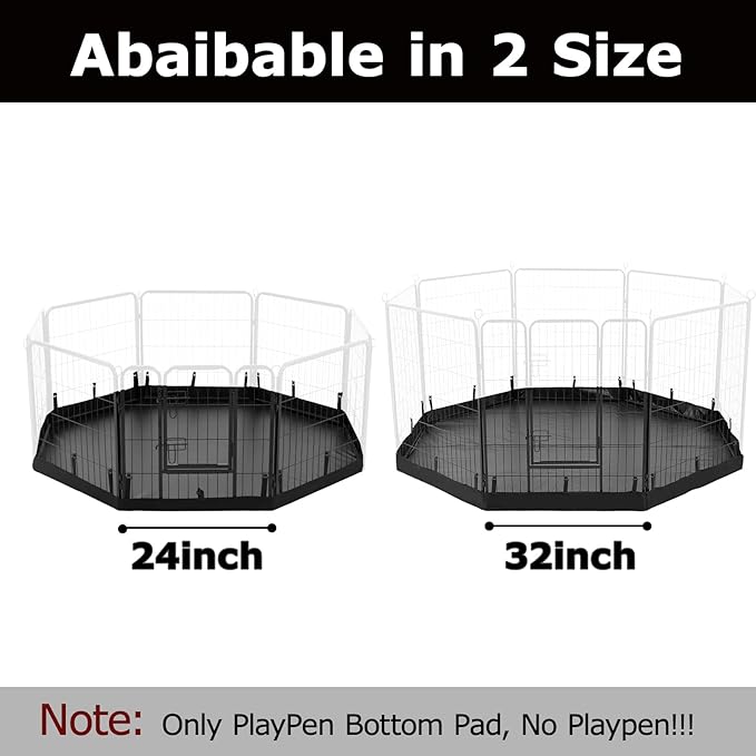 PJYuCien Dog Playpen Bottom Pad, Fits 32 Inch Width 8 Panels Regular Octagon Metal Exercise Pet Playpen, Black (Note:Playpen Not Included)