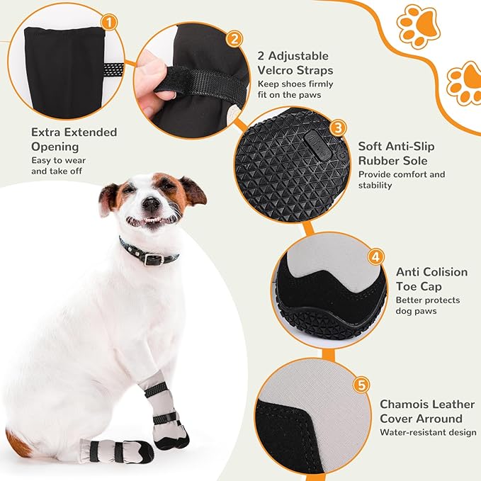 Winter Dog Snow Boots with Warm Wool Lining, Dog Shoes for Large Small Medium Dogs, Dog Booties and Paw Protectors, Anti-Slip Dog Shoes with Reflective for Snow, Hardwood Floors, Hiking (Size 3)