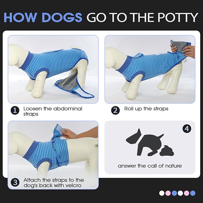 FUAMEY Recovery Suit for Dogs After Surgery,Soft Breathable Dog Bodysuit E-Collar & Cone Alternative Surgical Suit,Male Female Dog Neuter Spay Suits Anti Licking Wounds Onesie Navy Blue Strips XXL