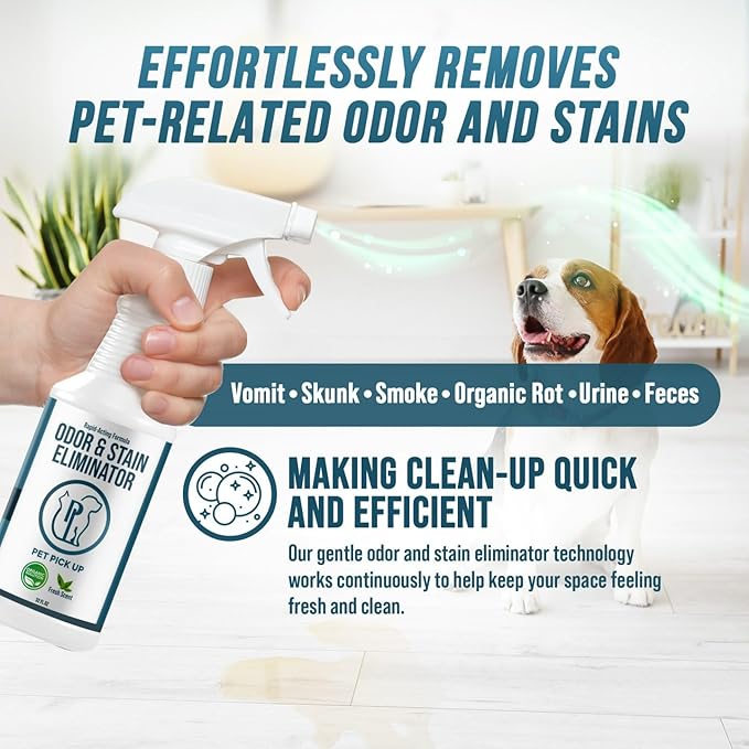 Dog & Cat Urine Enzyme Cleaner – Enzymatic Pet Stain & Odor Eliminator Spray for Carpet, Rugs, Litter Box & Artificial Turf – Non-Toxic, Ready to Use, 32 oz