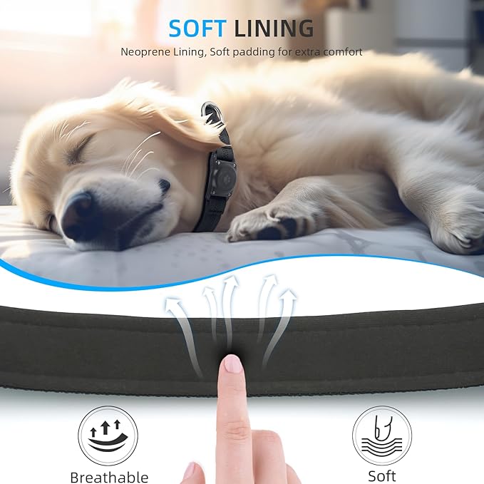 Upgraded AirTag Dog Collar, IP68 Waterproof Air Tag Dog Collar Holder, Reflective, Ultra-Durable, Comfortable Padded, Heavy Duty Dog Collars for Small Medium Large Dogs (M (12.6"-17.1"), Black)