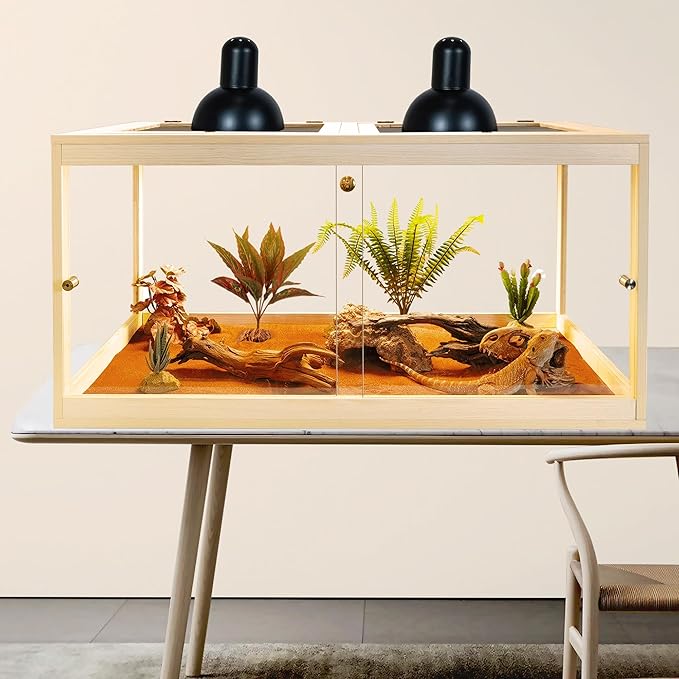 Prolee Reptile Terrarium Tank 60 Gallon Maximum, Lizard Tank Bearded Dragon Tank with Metal Mesh Roof Door, Snake Tank with Lock Design, 40" Length
