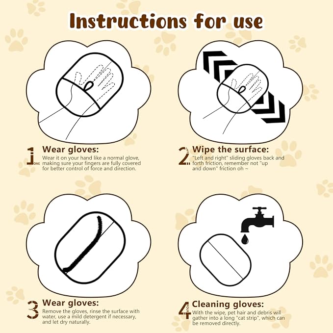 Pet Hair Removal Gloves,Electrostatic Gloves Pet Hair, Efficient Grooming Glove for Cats Dogs, Reusable Pet Hair Removal Tool for Couch, Furniture, Carpet, Curtain (2PCS)