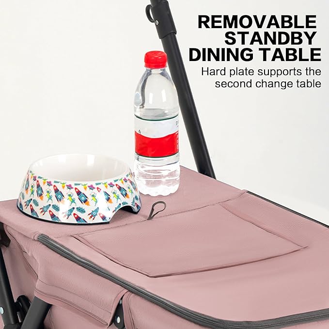 Pet Stroller Cat Dog Stroller Travel Folding Pet Carriers（Pink）