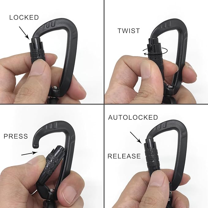 Rope Dog Leash, 4 ft Heavy Duty Dog Leash with Aviation Aluminum Auto Locking Carabiner, Strong Nylon Pet Lead for Small, Medium, Large Dogs (Black, 4FT)