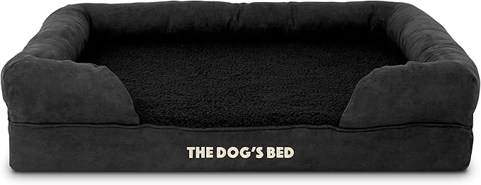 The Dog’s Bed, Large Black Faux PL 36x27, Memory Foam, Pain Relief: Arthritis, Hip & Elbow Dysplasia, Post Surgery, Lameness, Supportive, Calming, Waterproof Washable Cover, Veterinary Approved