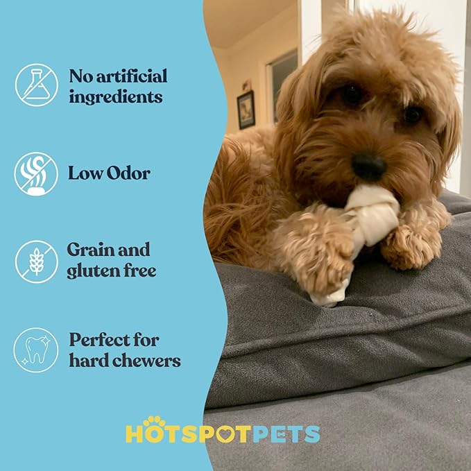 hotspot pets 4-5 Inch Rawhide Dog Chew Bones - Choice of 10, 20, 30 Packs - from Grass Fed Brazilian Cows - Promotes Dental Hygiene and Good Behavior (20 Pack)