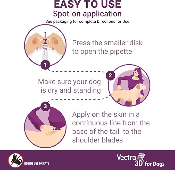 Vectra 3D for Dogs Flea, Tick & Mosquito Treatment & Prevention for Large Dogs (56 to 95 lbs) , 3 month supply