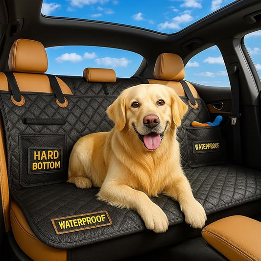 Truck Dog Seat Cover for Back Seat – Hard Bottom Hammock Holds 400lbs – Waterproof Pet Seat Protector for Large Dogs – Back Seat Extender Platform with Storage – Dog Car Seat Cover for Trucks SUV