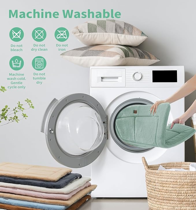 Made4Pets Dog Crate Pad Bed for Medium Large Dogs, Washable & Reversible, Anti-Slip Kennel Mat for Cozy Sleeping, Soft Fluffy Dog Bed for Indoor & Outdoor Use, 35"x23", Green